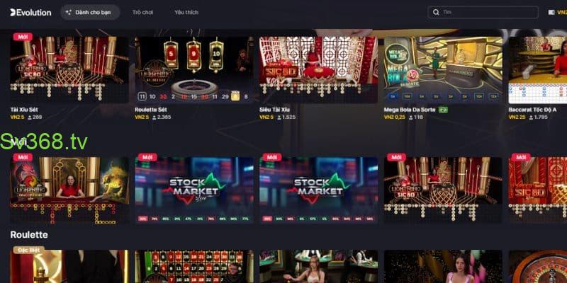 Evolution là gì Cung cấp nhiều sòng casino hấp dẫn